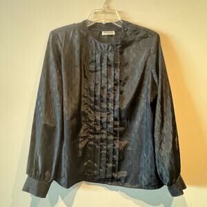 Judy Bond Vintage pleated front black blouse size 16